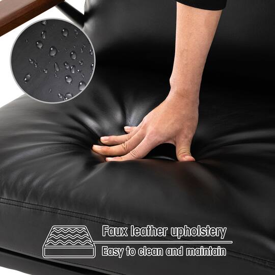 Glitzhome® 28" Modern Black Faux Leather Accent Armchair